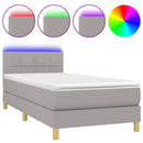 vidaXL világosszürke szövet rugós és LED-es ágy matraccal 90x200 cm