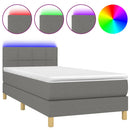 vidaXL sötétszürke szövet rugós és LED-es ágy matraccal 100x200 cm