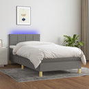 vidaXL sötétszürke szövet rugós és LED-es ágy matraccal 100x200 cm