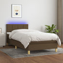 vidaXL barna szövet rugós és LED-es ágy matraccal 100x200 cm