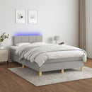 vidaXL világosszürke szövet rugós és LED-es ágy matraccal 120 x 200 cm