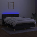 vidaXL fekete szövet rugós és LED-es ágy matraccal 140x190 cm