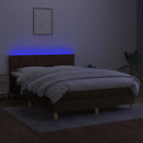 vidaXL barna szövet rugós és LED-es ágy matraccal 140x190 cm