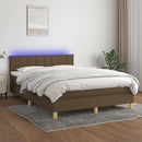 vidaXL barna szövet rugós és LED-es ágy matraccal 140x190 cm