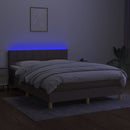vidaXL tópszínű szövet rugós és LED-es ágy matraccal 140x190cm