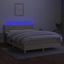 vidaXL krémszínű szövet rugós és LED-es ágy matraccal 140x190cm