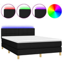 vidaXL fekete szövet rugós és LED-es ágy matraccal 140x200 cm