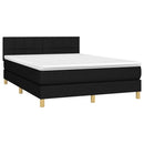 vidaXL fekete szövet rugós és LED-es ágy matraccal 140x200 cm