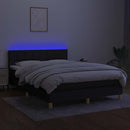 vidaXL fekete szövet rugós és LED-es ágy matraccal 140x200 cm