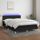 vidaXL fekete szövet rugós és LED-es ágy matraccal 140x200 cm