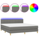 vidaXL sötétszürke szövet rugós és LED-es ágy matraccal 160x200 cm