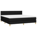 vidaXL fekete szövet rugós és LED-es ágy matraccal 180 x 200 cm