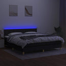 vidaXL fekete szövet rugós és LED-es ágy matraccal 180 x 200 cm