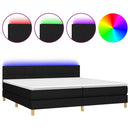 vidaXL fekete szövet rugós és LED-es ágy matraccal 200x200 cm