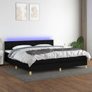 vidaXL fekete szövet rugós és LED-es ágy matraccal 200x200 cm