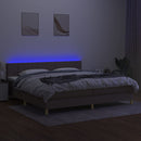 vidaXL tópszínű szövet rugós és LED-es ágy matraccal 200 x 200 cm