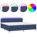 vidaXL kék szövet rugós és LED-es ágy matraccal 200 x 200 cm