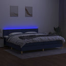 vidaXL kék szövet rugós és LED-es ágy matraccal 200 x 200 cm