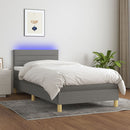 vidaXL sötétszürke szövet rugós és LED-es ágy matraccal 90x190 cm
