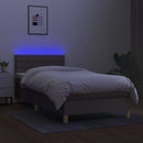 vidaXL tópszínű szövet rugós és LED-es ágy matraccal 90x190 cm