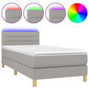 vidaXL világosszürke szövet rugós és LED-es ágy matraccal 90x200 cm