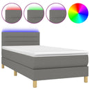 vidaXL sötétszürke szövet rugós és LED-es ágy matraccal 90x200 cm