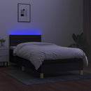 vidaXL fekete szövet rugós és LED-es ágy matraccal 90x200 cm
