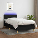 vidaXL fekete szövet rugós és LED-es ágy matraccal 90x200 cm