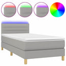 vidaXL világosszürke szövet rugós és LED-es ágy matraccal 100x200 cm