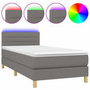 vidaXL sötétszürke szövet rugós és LED-es ágy matraccal 100x200 cm