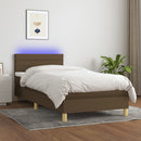 vidaXL barna szövet rugós és LED-es ágy matraccal 100x200 cm