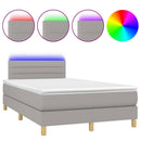 vidaXL világosszürke szövet rugós és LED-es ágy matraccal 120 x 200 cm