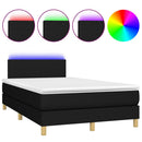 vidaXL fekete szövet rugós és LED-es ágy matraccal 120 x 200 cm