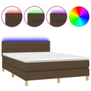 vidaXL barna szövet rugós és LED-es ágy matraccal 140x190 cm