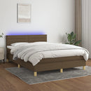 vidaXL barna szövet rugós és LED-es ágy matraccal 140x190 cm