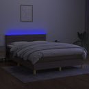 vidaXL tópszínű szövet rugós és LED-es ágy matraccal 140x190cm