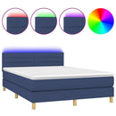 vidaXL kék szövet rugós és LED-es ágy matraccal 140x190 cm