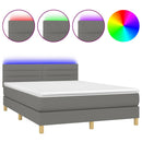 vidaXL sötétszürke szövet rugós és LED-es ágy matraccal 140x200 cm