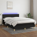 vidaXL fekete szövet rugós és LED-es ágy matraccal 140x200 cm
