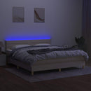 vidaXL krémszínű szövet rugós és LED-es ágy matraccal 160x200 cm