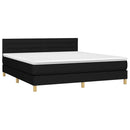 vidaXL fekete szövet rugós és LED-es ágy matraccal 180 x 200 cm