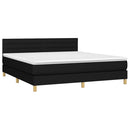 vidaXL fekete szövet rugós és LED-es ágy matraccal 180 x 200 cm