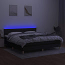 vidaXL fekete szövet rugós és LED-es ágy matraccal 180 x 200 cm