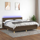 vidaXL barna szövet rugós és LED-es ágy matraccal 180 x 200 cm