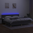 vidaXL sötétszürke szövet rugós és LED-es ágy matraccal 200x200 cm