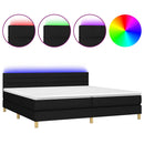 vidaXL fekete szövet rugós és LED-es ágy matraccal 200x200 cm