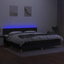 vidaXL fekete szövet rugós és LED-es ágy matraccal 200x200 cm