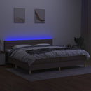 vidaXL tópszínű szövet rugós és LED-es ágy matraccal 200 x 200 cm