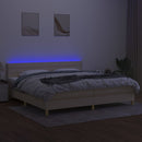 vidaXL krémszínű szövet rugós és LED-es ágy matraccal 200 x 200 cm