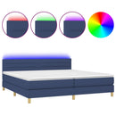 vidaXL kék szövet rugós és LED-es ágy matraccal 200 x 200 cm